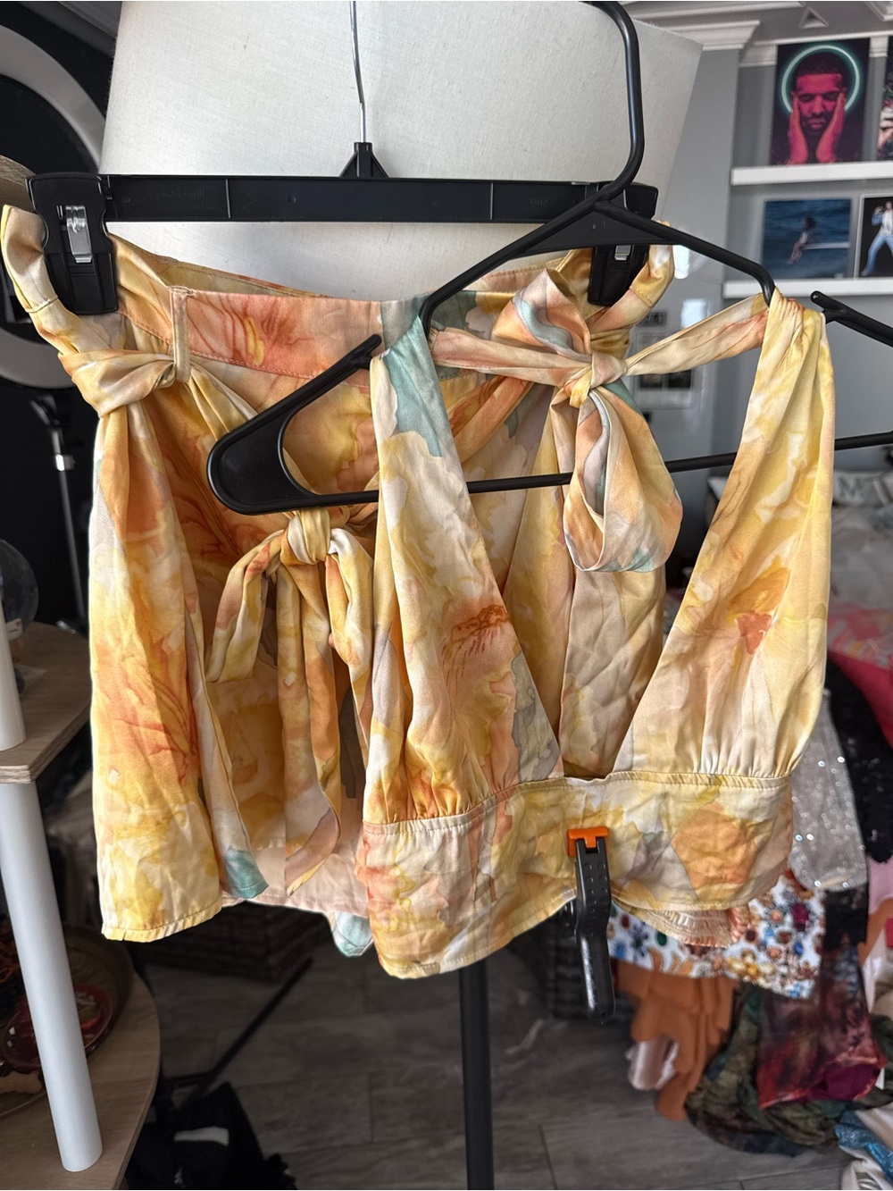 12th Tribe Yellow Orange Floral Two-Piece Set